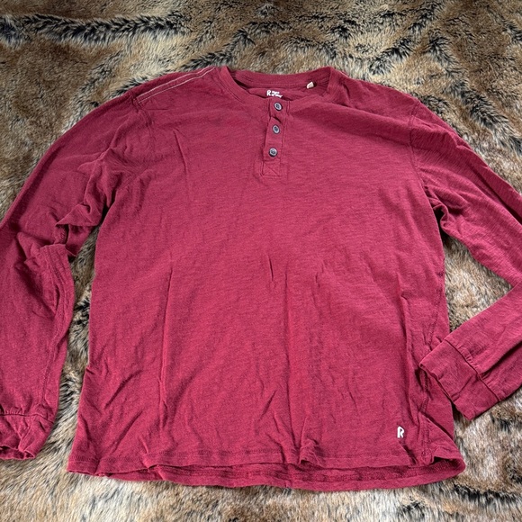 Classic Red Long Sleeve Henley by [Brand] - Picture 1 of 5